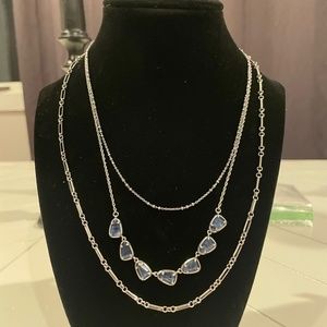NEW KENDRA SCOTT Vintage Silver 475 Susanna Triple Strand Necklace Navy